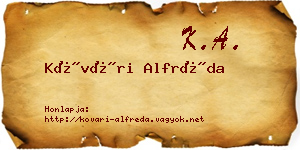 Kővári Alfréda névjegykártya